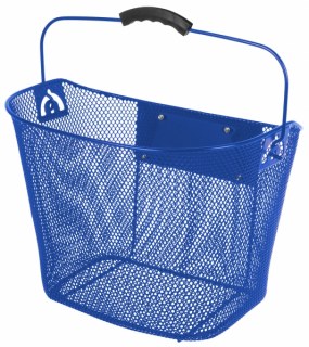 Koš přední na řídítka, drátěný, modrý